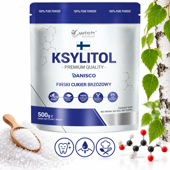 Wish KSYLITOL PREMIUM QUALITY Danisco zdrowy fiński CUKIER BRZOZOWY 500G