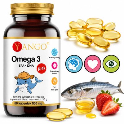 Yango OMEGA 3 dla dzieci EPA + DHA wsparcie U. NERWOWY ODPRONOŚĆ 60kaps