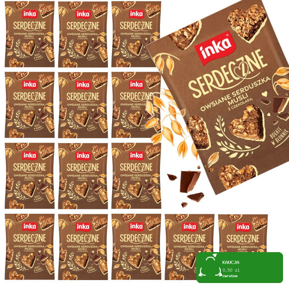 INKA ciasteczka SERDECZNE CZEKOLADOWE 50g x15szt owsiane serduszka 0,75kg
