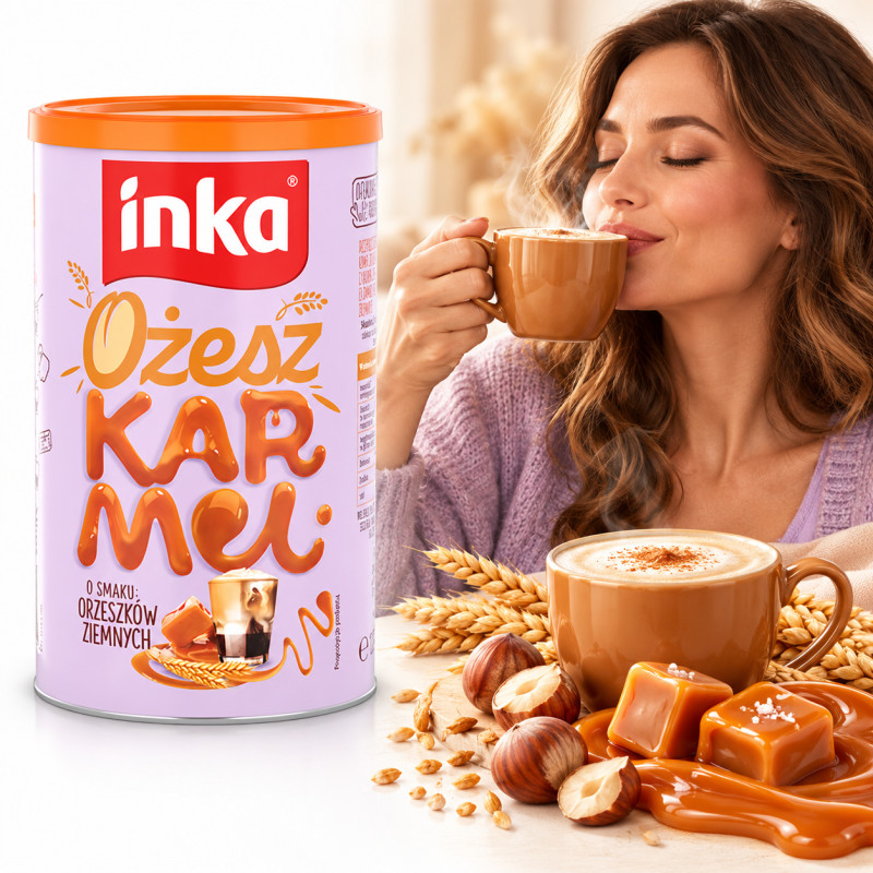 INKA kawa ZBOŻOWA OżeszKARMEL 120g sezonowa karmel orzeszki ziemne