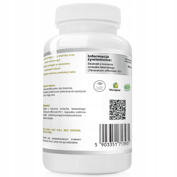 Wish MNISZEK LEKARSKI EKSTRAKT 600mg wsparcie WĄTROBA TRAWIENIE 90 kaps