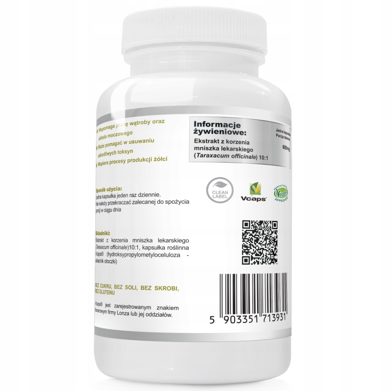 Wish MNISZEK LEKARSKI EKSTRAKT 600mg wsparcie WĄTROBA TRAWIENIE 90 kaps