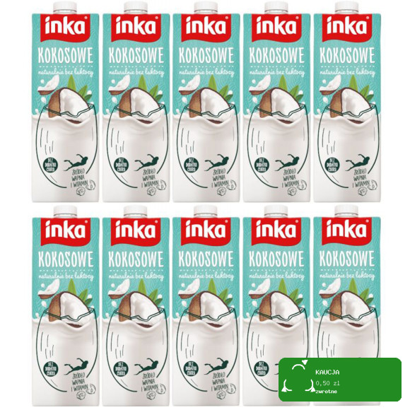 INKA napój KOKOSOWY 1000ml 1l X10 SZTUK MLEKO ROŚLINNE bez cukru laktozy