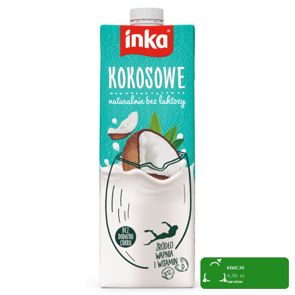 INKA napój KOKOSOWY 1000ml 1l MLEKO ROŚLINNE bez cukru laktozy dla VEGAN