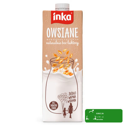 INKA napój OWSIANY naturalny 1000ml 1l MLEKO ROŚLINNE bez cukru laktozy