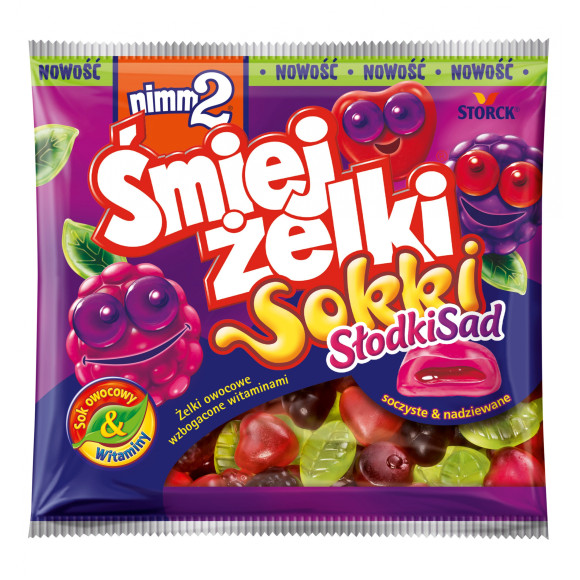NIMM2 ŚMIEJŻELKI SOKKI SŁODKISAD SOCZYSTE NADZIEWANE żelki owoc 90g STORCK