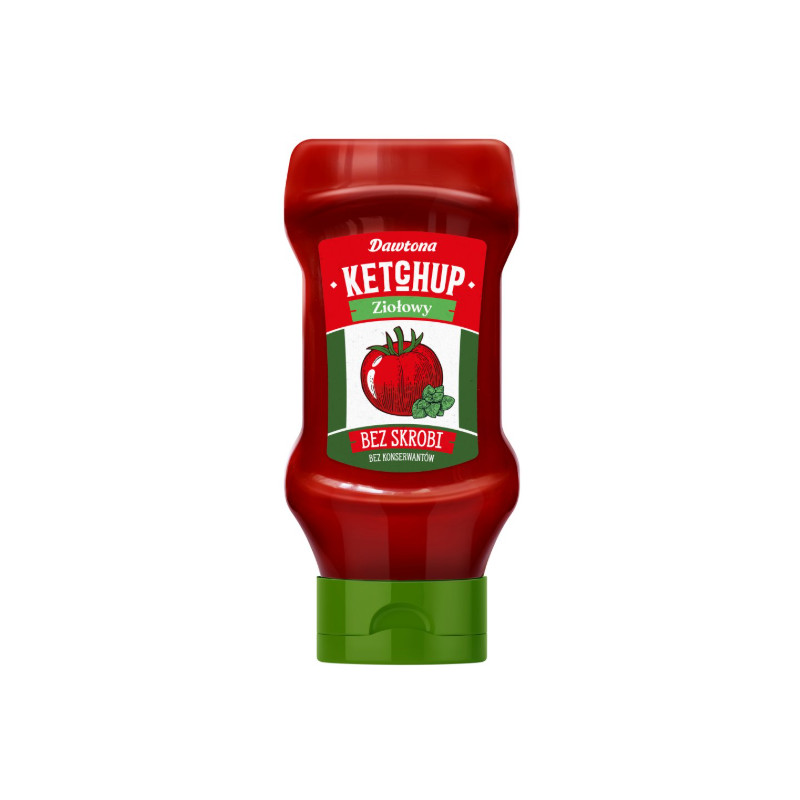 KETCHUP ZIOŁOWY Z BAZYLIĄ I OREGANO bez konserwantów 450g DAWTONA
