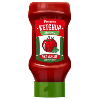 KETCHUP ZIOŁOWY Z BAZYLIĄ I OREGANO bez konserwantów 450g DAWTONA