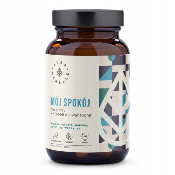 MÓJ SPOKÓJ bez stresu + KM-66 ASHWAGANDHA BAKOPA POTAS AURA HERBALS 60k