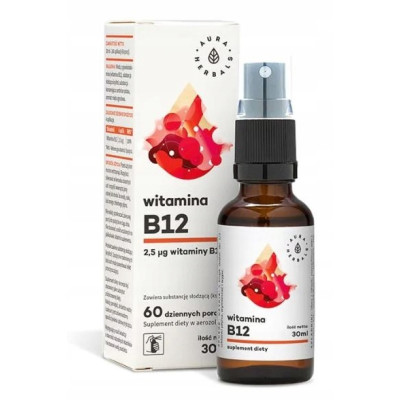 WITAMINA B12 AEROZOL 30ml na 2m-ce wsparcie UKŁAD NERWOWY AURA HERBALS