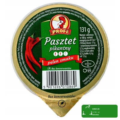 PASZTET DROBIOWO-WIEPRZOWY PIKANTNY bez konserwantów 131g Profi