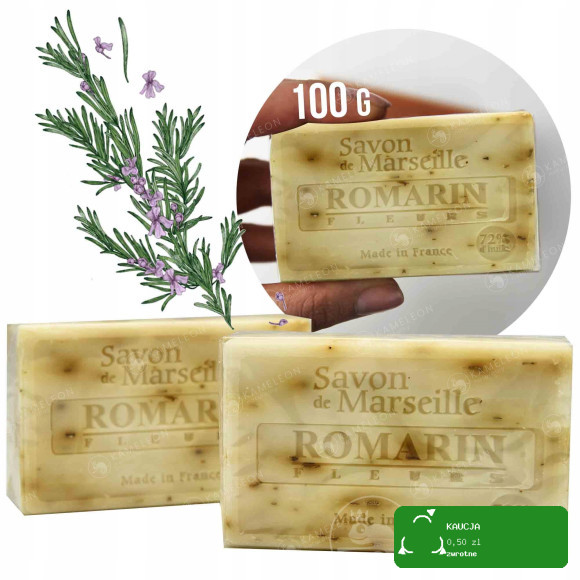 MYDŁO MARSYLSKIE ROZMARYN z kwiatami 72% peeling 100g Le Chatelard 1802