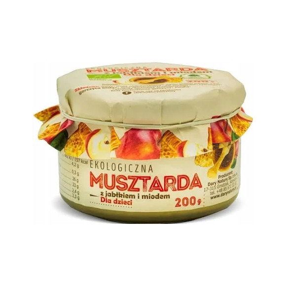 Dary Natury MUSZTARDA EKOLOGICZNA dla dzieci JABŁKO MIÓD + PRZYPRAWY 200g