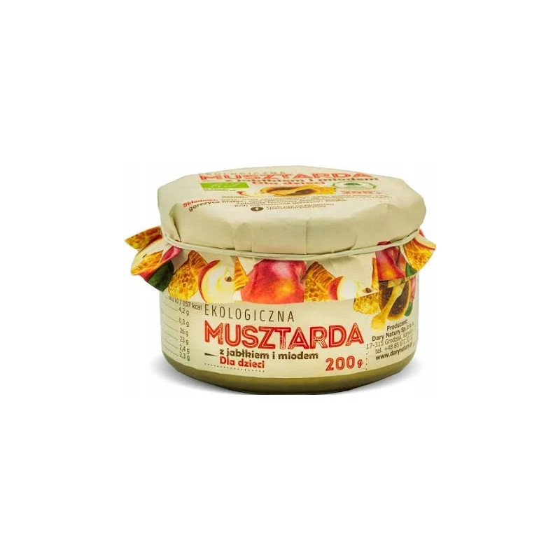 Dary Natury MUSZTARDA EKOLOGICZNA dla dzieci JABŁKO MIÓD + PRZYPRAWY 200g