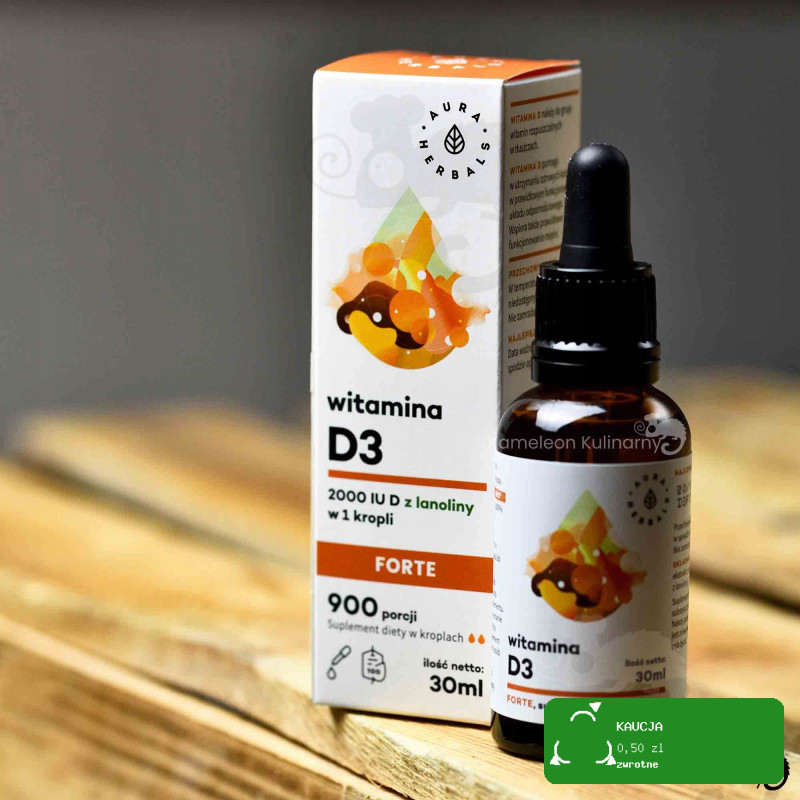 WITAMINA D3 FORTE 2000IU w kroplach 30ml wspiera ODPORNOŚĆ AURA HERBALS