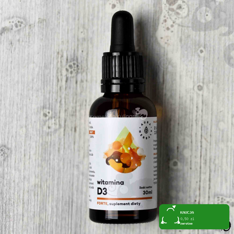 WITAMINA D3 FORTE 2000IU w kroplach 30ml wspiera ODPORNOŚĆ AURA HERBALS