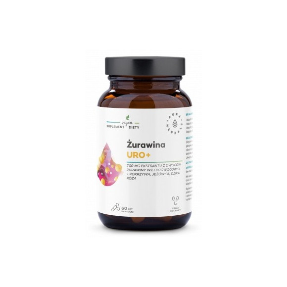 ŻURAWINA URO+ ekstrakt 700mg wsparcie: UKŁAD MOCZOWY 60kaps AURA HERBALS