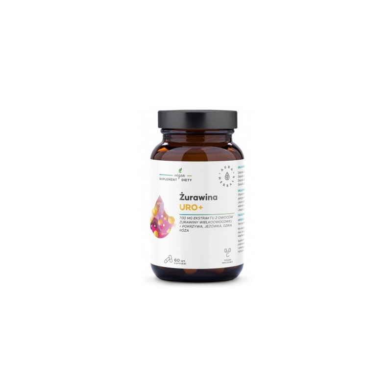 ŻURAWINA URO+ ekstrakt 700mg wsparcie: UKŁAD MOCZOWY 60kaps AURA HERBALS