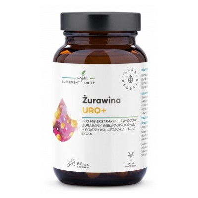ŻURAWINA URO+ ekstrakt 700mg wsparcie: UKŁAD MOCZOWY 60kaps AURA HERBALS