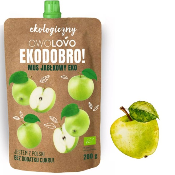 OWOLOVO EKODOBRO eko mus owocowy bez cukru JABŁKO 200g