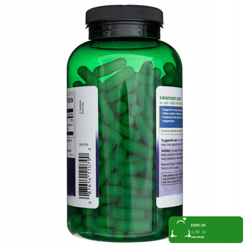 Swanson TRIPLE MAGNESIUM COMPLEX 400mg MAGNEZ KOMPLEKS MAGNEZU 300kps 10mcy