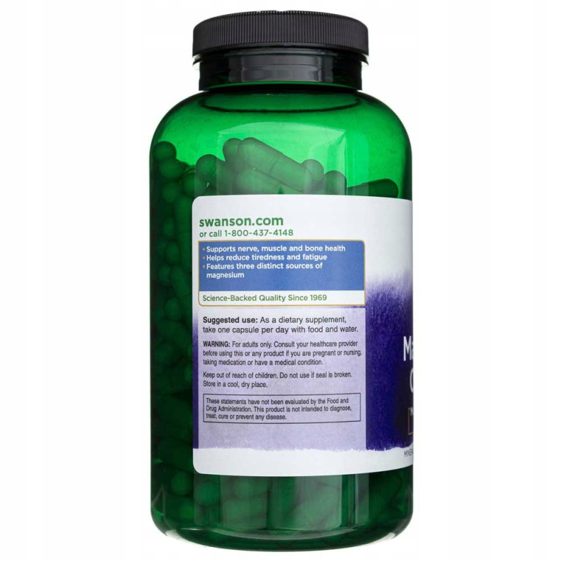 Swanson TRIPLE MAGNESIUM COMPLEX 400mg MAGNEZ KOMPLEKS MAGNEZU 300kps 10mcy