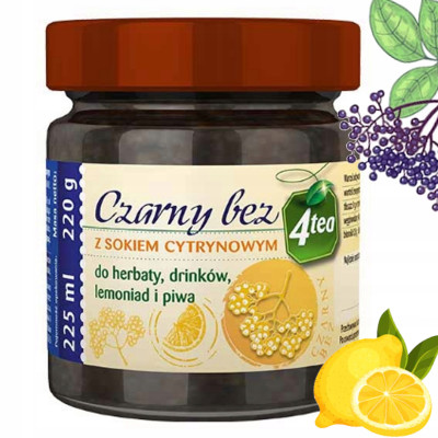 CZARNY BEZ Z SOKIEM CYTRYNOWYM do herbaty drinków lemoniad 4tea 220g