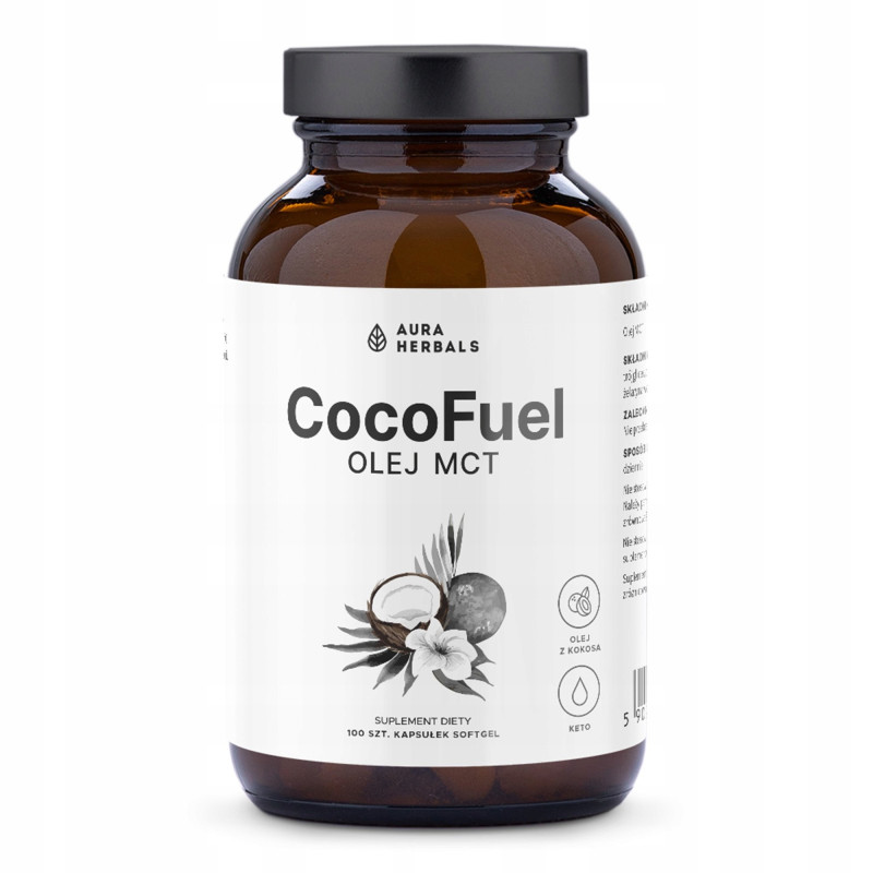 COCO FUEL olej kokosowy MCT 2000mg 100kaps wsparcie Metabolizm AURA HERBALS