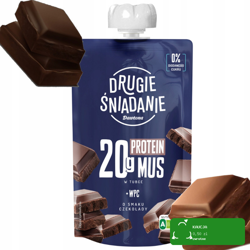 DRUGIE ŚNIADANIE MUS owocowy CZEKOLADOWY +Białko WPC PROTEINOWY 180g