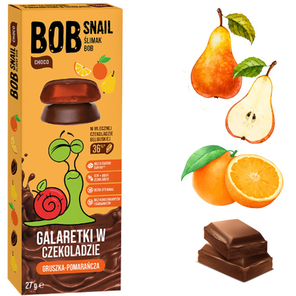 BOB SNAIL JELLY W CZEKOLADZIE GRUSZKA POMARAŃCZA 27G