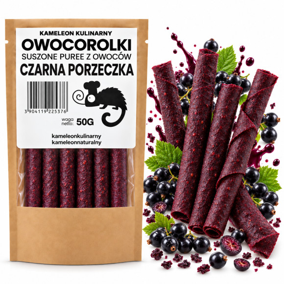 KAMELEON KULINARNY ROLLSY OWOCOWE OWOCOROLKI CZARNA PORZECZKA 50G