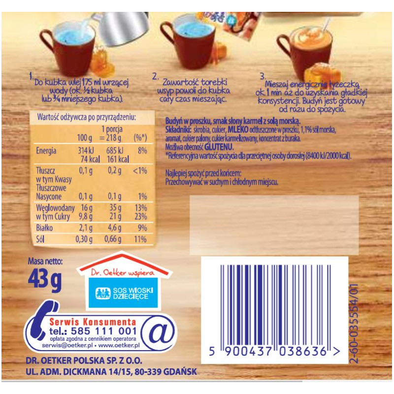 DR.OETKER BUDYŃ SŁODKA CHWILA smak SŁONY KARMEL 43g