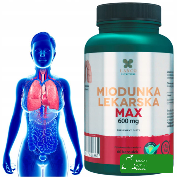 lanco MIODUNKA LEKARSKA MAX 600mg PŁUCNIK wsparcie PŁUCA GARDŁO U ODDECHOWY