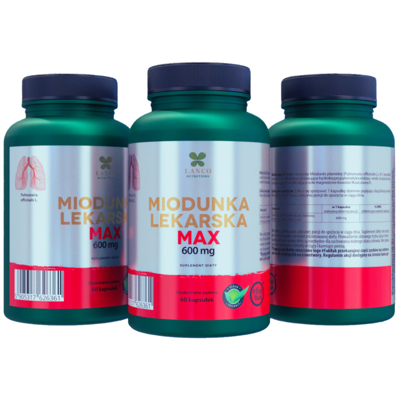 lanco MIODUNKA LEKARSKA MAX 600mg PŁUCNIK wsparcie PŁUCA GARDŁO U ODDECHOWY