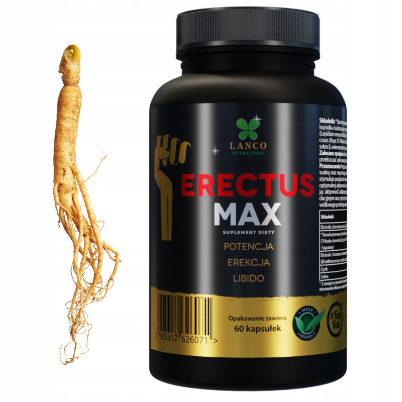 Lanco ERECTUS MAX POTENCJA EREKCJA LIBIDO 60 kas Maca Żeń-szeń Buzdyganek