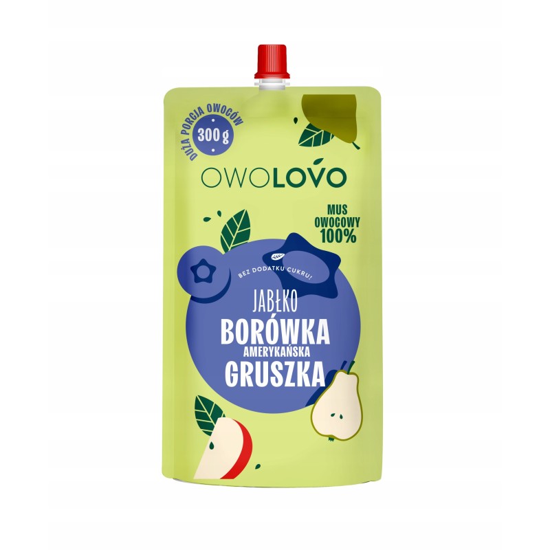 Owolovo MUS OWOCOWY XXL - JABŁKO BORÓWKA AMERYKAŃSKA