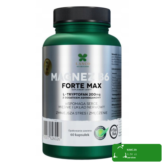 Lanco MAGNEZ B6 FORTE MAX 250MG + L-TRYPTOFAN 200mg + ASHWAGANDHA 60kaps