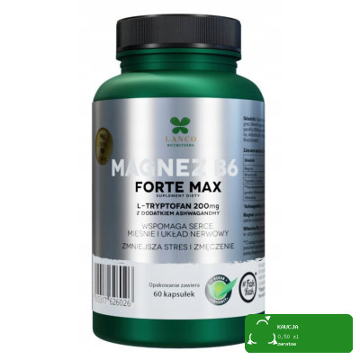 Lanco MAGNEZ B6 FORTE MAX 250MG + L-TRYPTOFAN 200mg + ASHWAGANDHA 60kaps