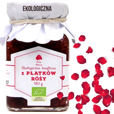 Dary Natury KONFITURA Z PŁATKÓW RÓŻY RÓŻANA Z RÓŻY płatki róży eko BIO 180g