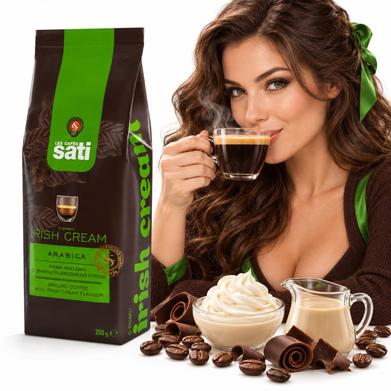 SATI IRISH CREAM KAWA SMAKOWA mielona IRISH CREAM ARABICA 250g mielona