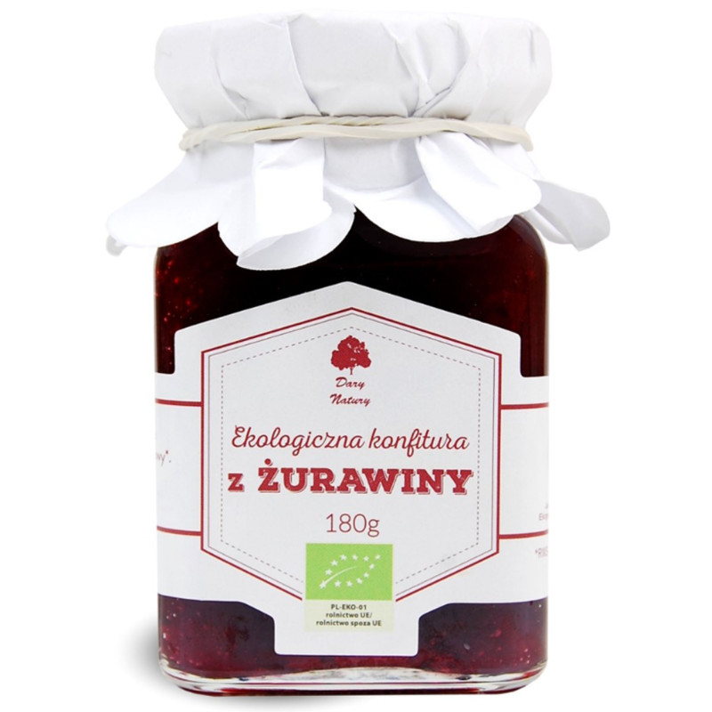 KONFITURA Z ŻURAWINY ŻURAWINOWA ekologiczna dżem marmolada 180g DARY NATURY