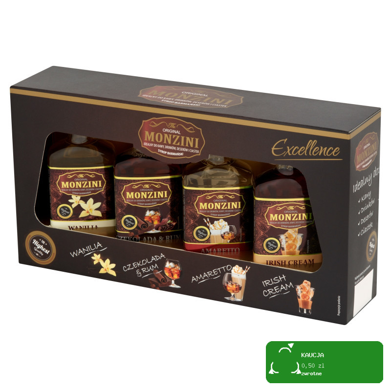MONZINI ZESTAW SYROPÓW BARMAŃSKICH 200ml Wanilia Czekolada KRÓTKA DATA