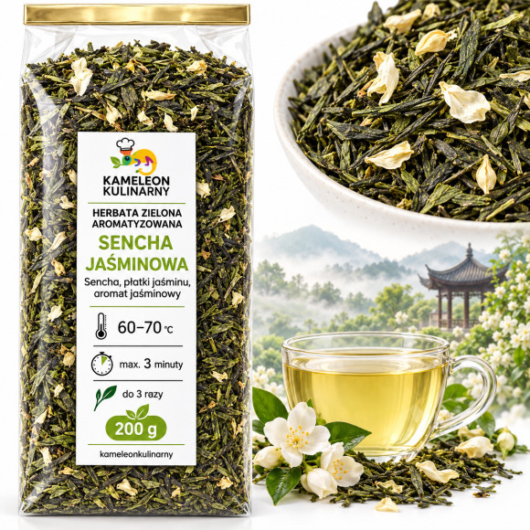 KAMELEON KULINARNY HERBATA ZIELONA SENCHA JAŚMINOWA wyśmienita! 200g