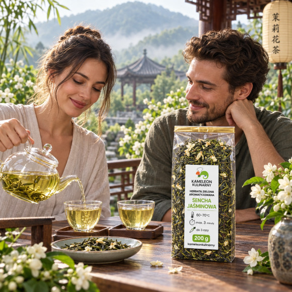 KAMELEON KULINARNY HERBATA ZIELONA SENCHA JAŚMINOWA wyśmienita! 200g