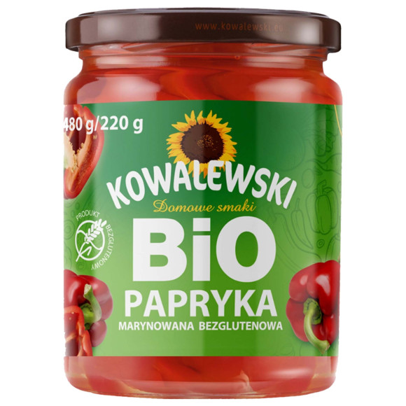 Kowalewski ekologiczna PAPRYKA MARYNOWANA BEZGLUTENOWA BIO 480g