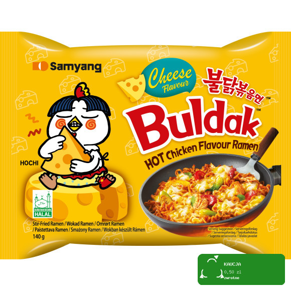 BULDAK DANIE ZUPA MAKARON KOREAŃSKI OSTRY RAMEN HOT KURCZAK SER SEROWY 140g