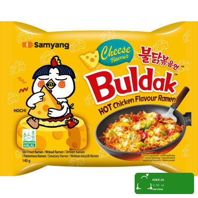 BULDAK DANIE ZUPA MAKARON KOREAŃSKI OSTRY RAMEN HOT KURCZAK SER SEROWY 140g