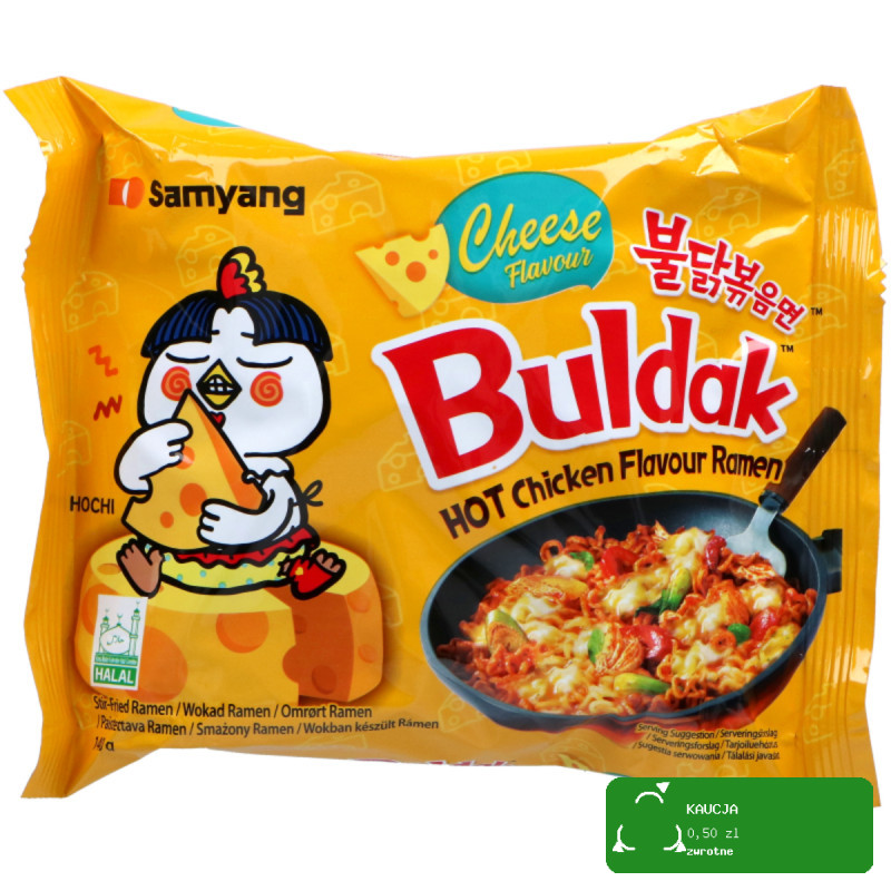 BULDAK DANIE ZUPA MAKARON KOREAŃSKI OSTRY RAMEN HOT KURCZAK SER SEROWY 140g