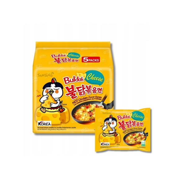 BULDAK DANIE ZUPA MAKARON KOREAŃSKI OSTRY RAMEN HOT KURCZAK SER SEROWY 140g