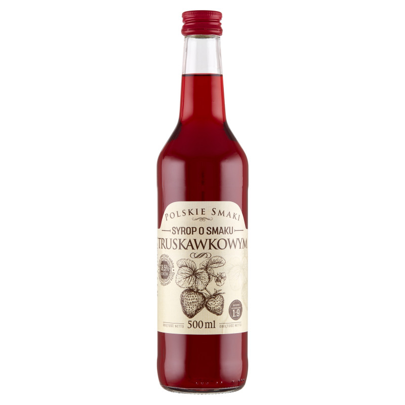 SYROP O SMAKU TRUSKAWKOWYM Truskawkowy TRUSKAWKA 500ml POLSKIE SMAKI